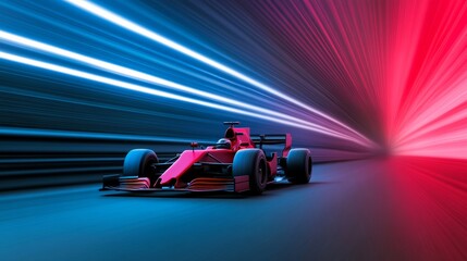 Dynamic Formula 1 car races; glowing lights, energetic atmosphere Use bold colors 