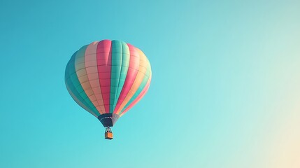 Fototapeta premium A vibrant, colorful hot air balloons rising against a clear sky with a clear area for text 