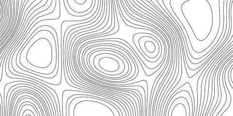 Seamless vector topographic map patterns black line on white background, abstract contour line style mountain hiking trail over terrain topographic patterns background geographic grid relief map. 