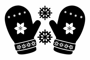 Christmas mitten vector, Mitten silhouette, winter gloves icon symbol design
