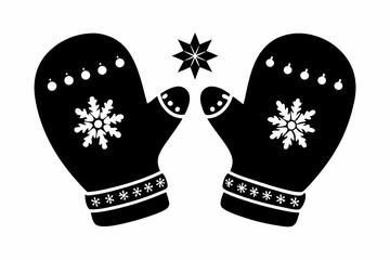 Christmas mitten vector, Mitten silhouette, winter gloves icon symbol design