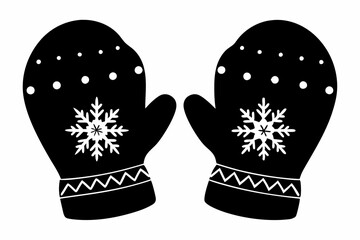 Christmas mitten vector, Mitten silhouette, winter gloves icon symbol design