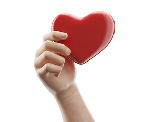 Fototapeta premium hand holding red heart love icon on isolate white background.AI GENERATED