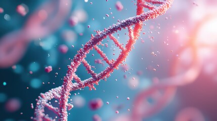 A strand of DNA unzipping and replicating, with each base pair clearly visible, highlighting the intricate mechanisms of genetics and heredity.