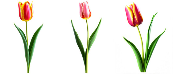 Obraz premium Beautiful Tulip Flowers, Isolated or Die Cut on Transparent Background.