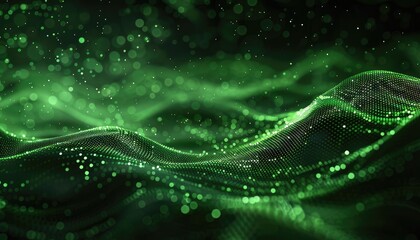 Abstract Green Wavy Pattern with Glittering Lights