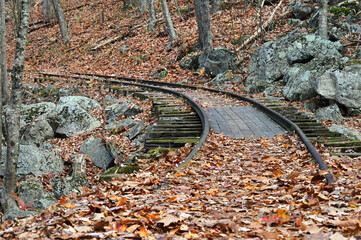 Irish Creek Railroad tracks at the Yankee Horse Ridge Overlook trail on the Blue Ridge Parkway Virginia