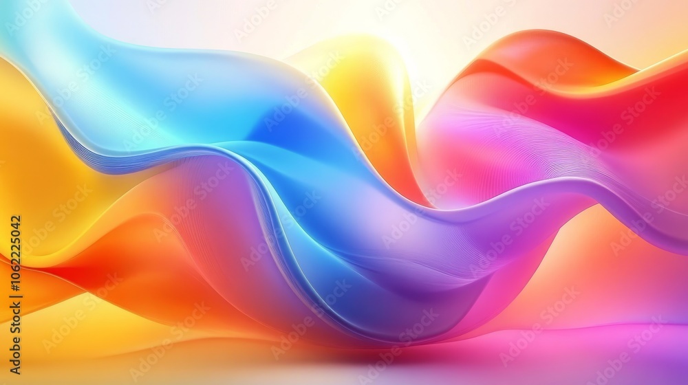 Poster brightly colored glass gradient fluid wave render texture as an abstract 3d background