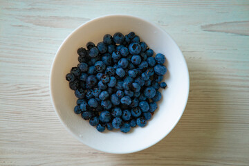 Fresh blueberries in a white bowl, highlighting their vibrant color and health benefits for eye health.