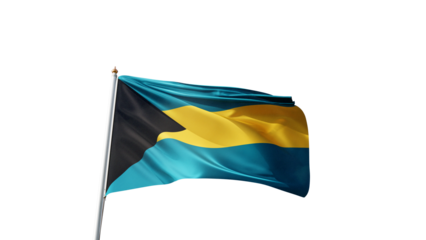 Flag of bahamas with no background, transparent png, flag on a flag pole waving in the wind, national symbol of bahamas island, country in north america, picture of a flag