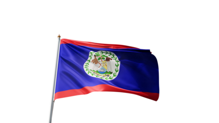 Flag of belize with no background, transparent png, flag on a flag pole waving in the wind, national symbol of belize, country in central america, picture of a flag