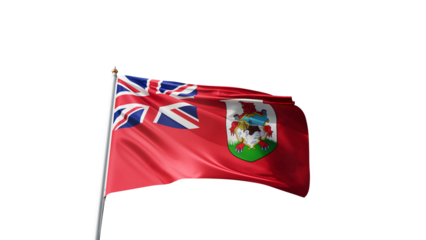 Flag of bermuda with no background, transparent png, flag on a flag pole waving in the wind, national symbol of bermuda island, country in north america, picture of a flag