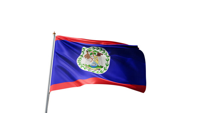 Flag of belize with no background, transparent png, flag on a flag pole waving in the wind, national symbol of belize, country in central america, picture of a flag