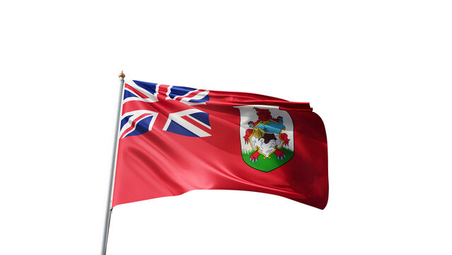Flag of bermuda with no background, transparent png, flag on a flag pole waving in the wind, national symbol of bermuda island, country in north america, picture of a flag