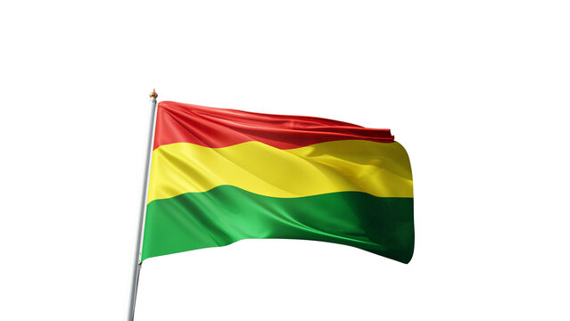 Flag of bolivia with no background, transparent png, flag on a flag pole waving in the wind, national symbol of bolivia, country in south america, picture of a flag