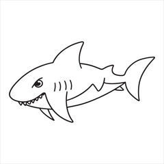 Obraz premium Shark sketch art outline icon vector illustration