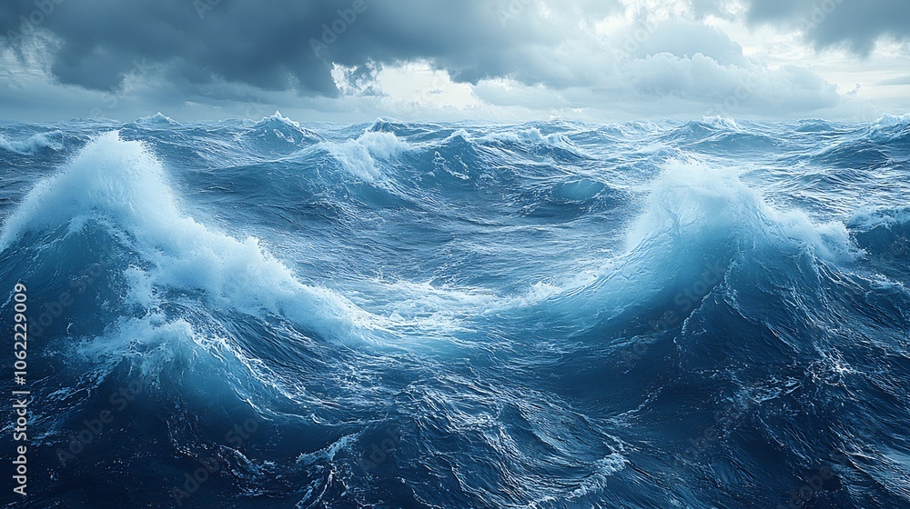Poster shifting ocean currents causing turbulent seas changes global weather patterns representing a key hy