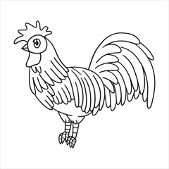 Rooster sketch art outline icon for coloring pages vector illustration