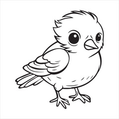 Cute chirpy bird sketch art outline icon vector illustration