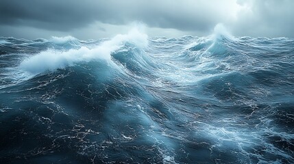 Obraz premium Shifting ocean currents causing turbulent seas changes global weather patterns representing a key hypothesis behind the temperature shifts of the Little Ice Age