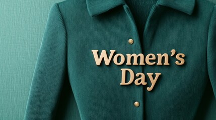 Stylish Women's Day in gold foil on a dark green velvet background luxurious and elegant theme 