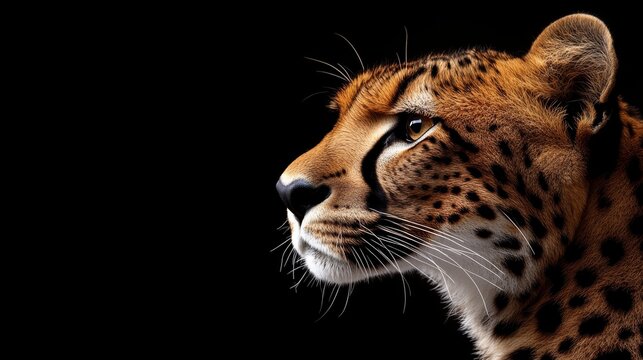 Elegant Profile of Cheetah Against Black Background