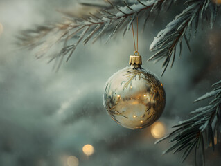 Close-Up of Vintage Christmas Tree Ornaments