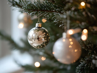 Close-Up of Vintage Christmas Tree Ornaments