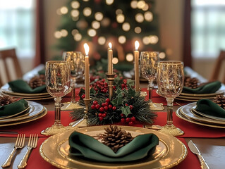 Elegant Christmas Dinner Table Setting