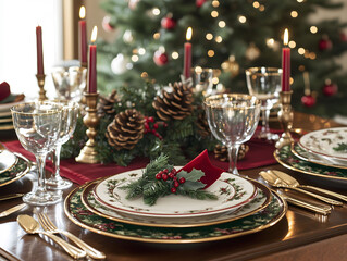 Elegant Christmas Dinner Table Setting