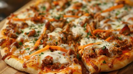 Cream cheese-lined half chicken bolognese pizza