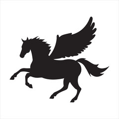 Obraz premium Pegasus full black silhouette illustration vector