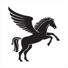 Fototapeta premium Heraldry horse with wings sketch art silhouette illustration vector