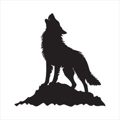Wolf howling silhouette illustration vector