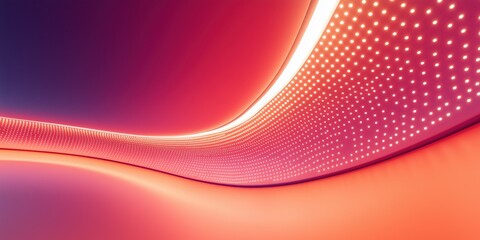 Flowing LED strip lights with dotted patterns on a smooth gradient background
