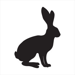 Hare animal full black silhouette illustration vector