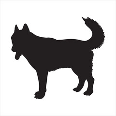 Siberian dog animal full black silhouette illustration vector