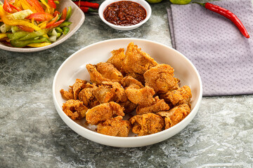 Golden crispy Breaded calamari snack