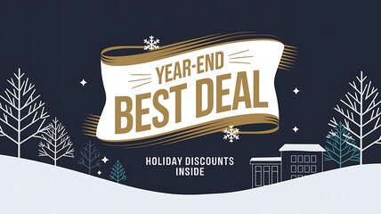 Year-End Best Deal Holiday Discounts with Winter Scene Illustration