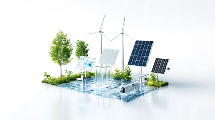 Renewable energy technologies including wind, solar, and hydro power