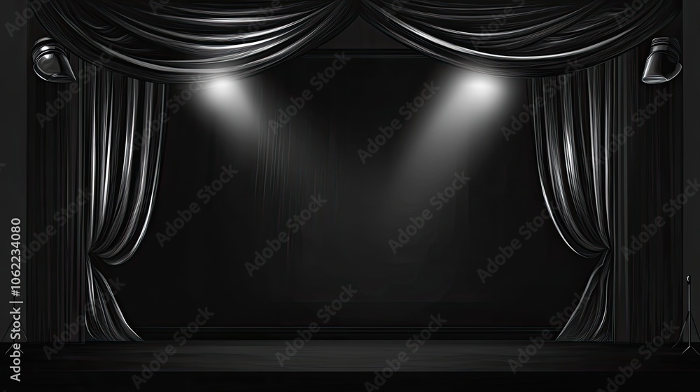 Poster blank banner on an empty concert stage backdrop, perfect for event advertisements or customized text