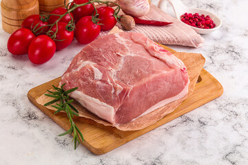 Raw pork meat piece for cooking