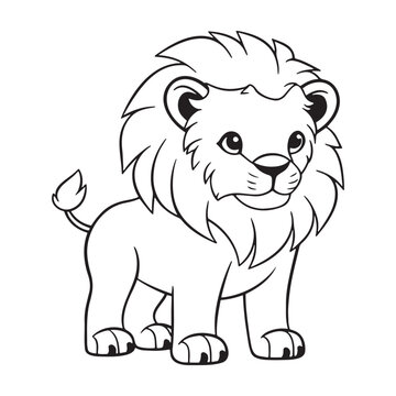 recommend clip art: Lion drawing outline coloring page for kids illustration
