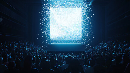 A Giant Floating Podium in the Center of a Massive Audience, with Words Suspended in the Air Like Holograms 