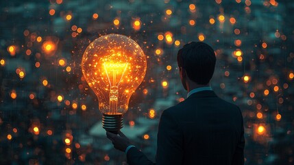 Illuminating Innovation - Silhouette of a Businessperson with Glowing Light Bulb