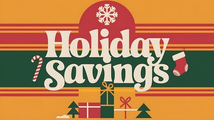 Naklejka premium Retro Holiday Savings Announcement with Festive Decorations