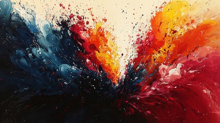 Vibrant Abstract Explosion in Red and Blue Color Palette