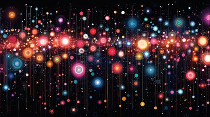 Vibrant Digital Data Visualization with Abstract Circular Patterns and Dynamic Light Effects