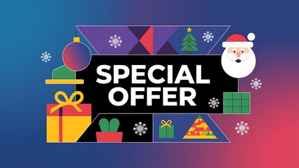 Naklejka premium Festive Special Offer with Christmas-Themed Icons