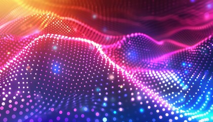 Obraz premium Abstract Background with Wavy Pattern and Glowing Circles